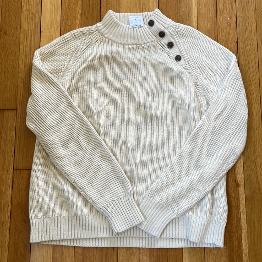 NWT JCrew Factory Cotton button mockneck sweater